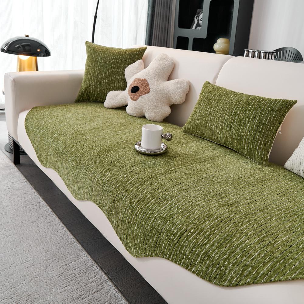 Threaded Chenille Special-Shaped Sofa Cushion, Universal In All Seasons, Anti-Cat Scratching Leather Sofa Cover, Living Room Non-Slip Cover Cloth Towe