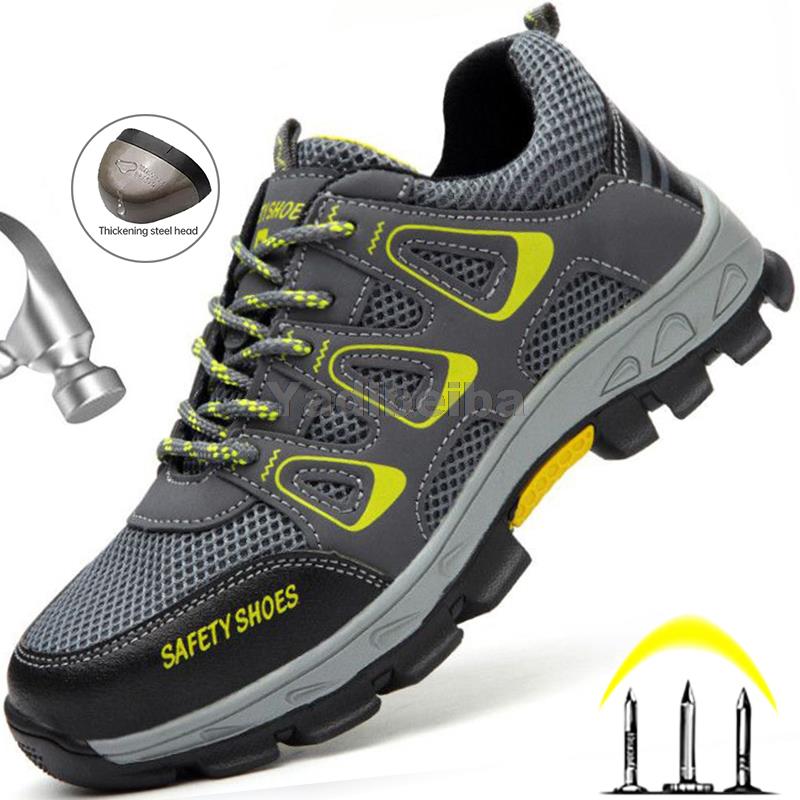 Breathable Safety Shoes Men Women Work Sneakers Steel Toe Work Safety Boots Anti-Smash Mesh Work Shoes Security Footwear