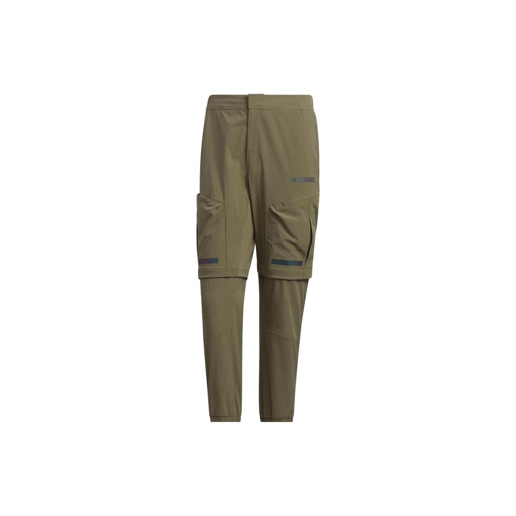 Adidas Campyx Pants With Reflective Brand Logo And Cuffed Ankles Men Bottoms Olive-Green IC1974