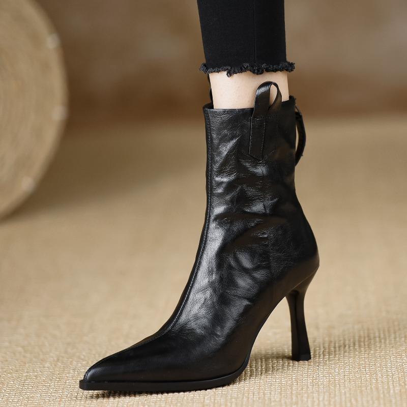 

Sexy Pointed Toe High Heels Ankle Boots Women Shoes Designer 2025 Winter Elegant Chelsea Boots Party Dress Woman Pumps 39 чёрный