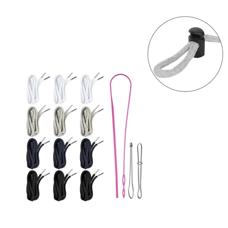 12pcs Drawstring Cord And Easy Threader Tool Kits For Sweatpants Hoodies Coat Swim Trunks Drawstring Rope Replacement
