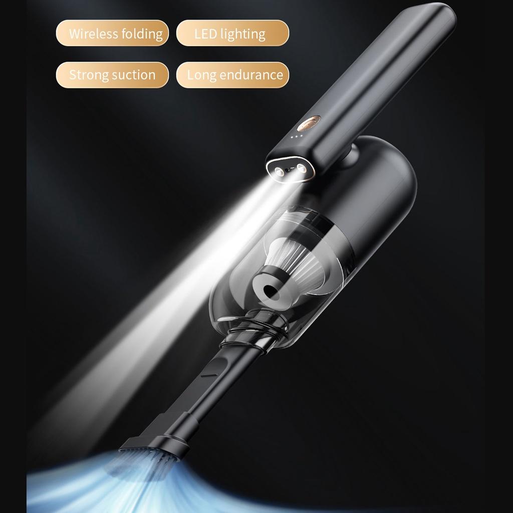 5V 60000RMP Folding Car Vacuum Cleaner 50W Cordless Strong Suction Portable Mini Hand Vacuum LED Light Rechargeable for Car Interior Home