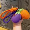 Eggplant PU Leather Bag Pendant Carrot Car Keyring Cute Vegetable Keychain  Girl/Boy