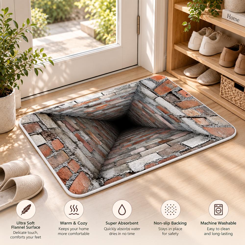 Stone Cave Deep Void View Floor Mat Flannel Rug Soft Non Slip Washable Door Mat For Bathroom Bedroom Kitchen Home Decor