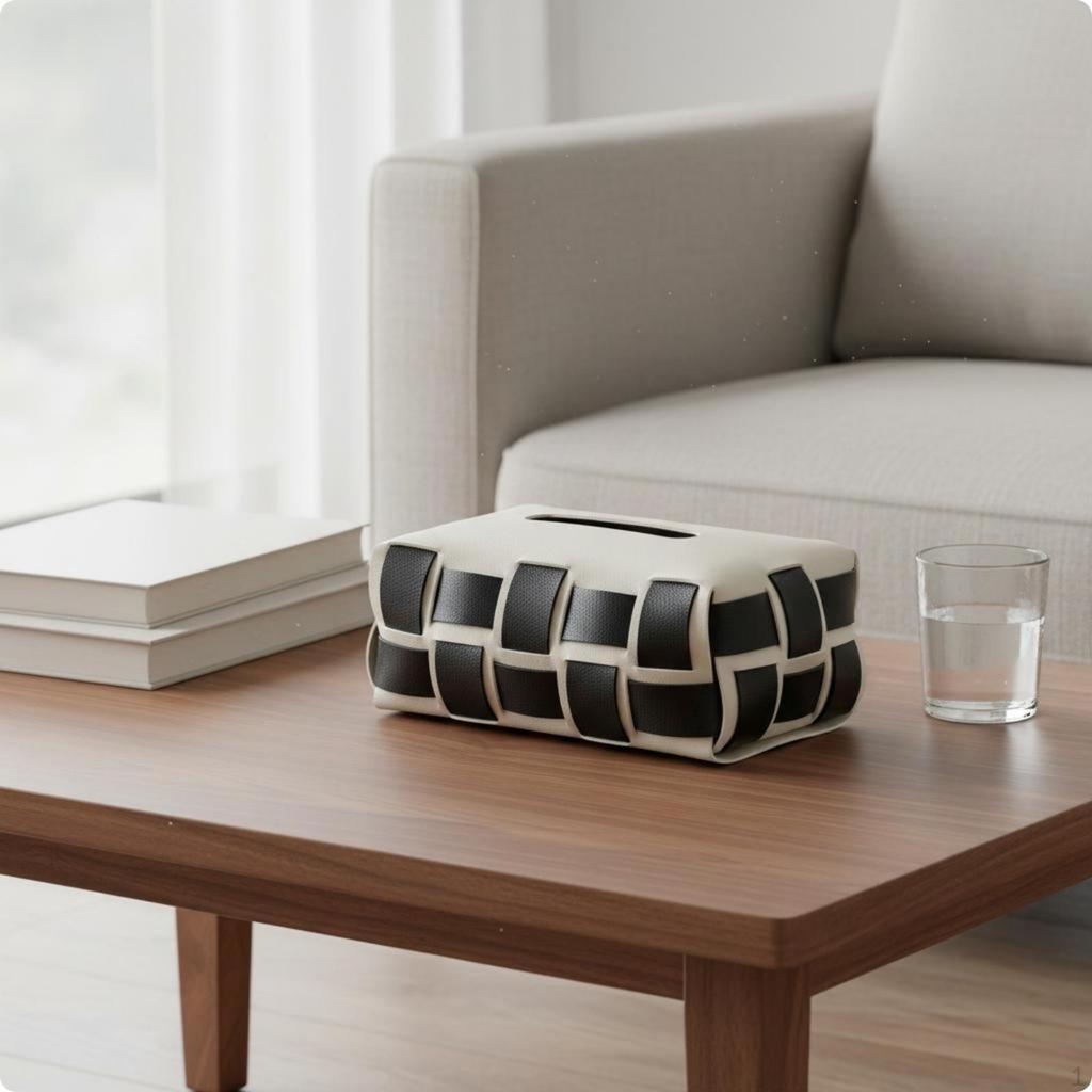 Checkerboard Tissue Box Holder Luxury Style Modern Decorative Home Decor for