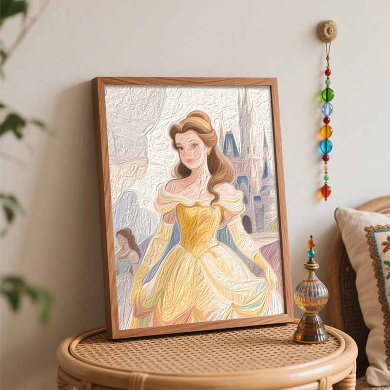disney belle princess castle digital oil painting hand painting kit diy home decoration