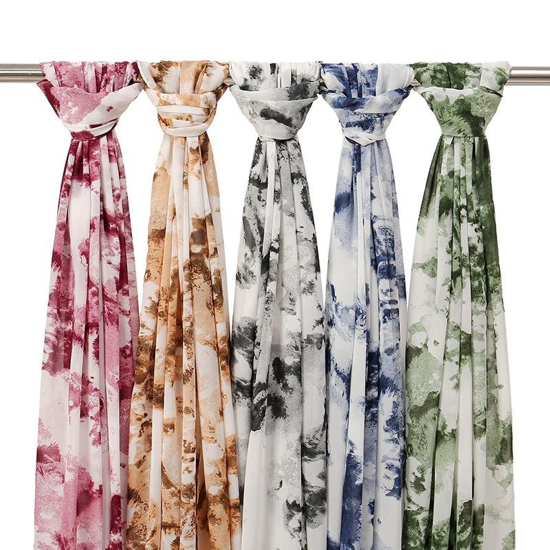 Spring and summer new fresh flower chiffon printed long towel women's hot-selling small floral long shawl