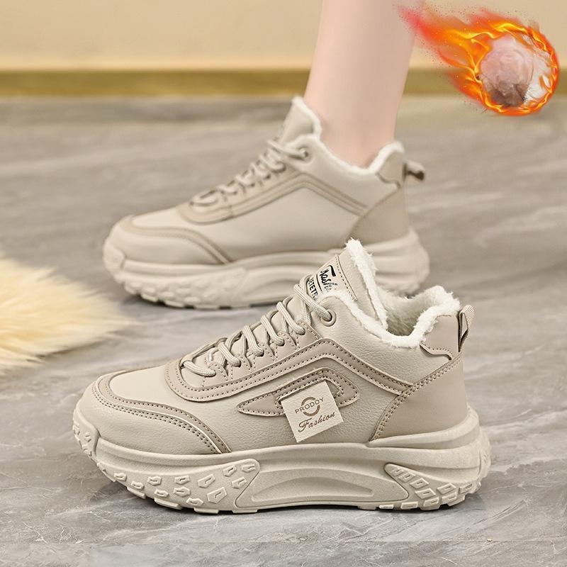 Thick-stitched High-top Dad Shoes, Women's Versatile Sports Shoes, Thick Cotton Boots, Short Boots