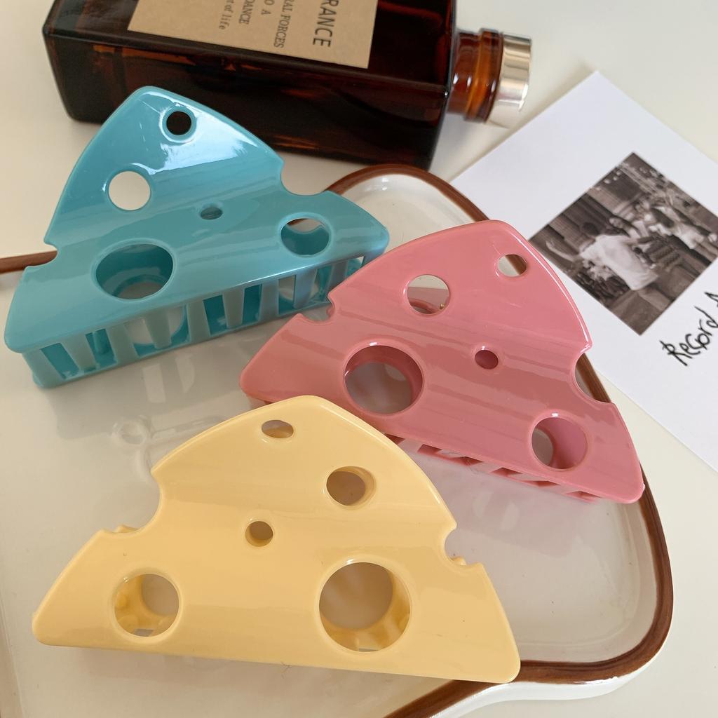 1pc Novel Kawaii Cheese Shaped Hair Claws Vibrant Pastel Shades Secure Hold Types Ideal for Casual Days Sweet Style Looks