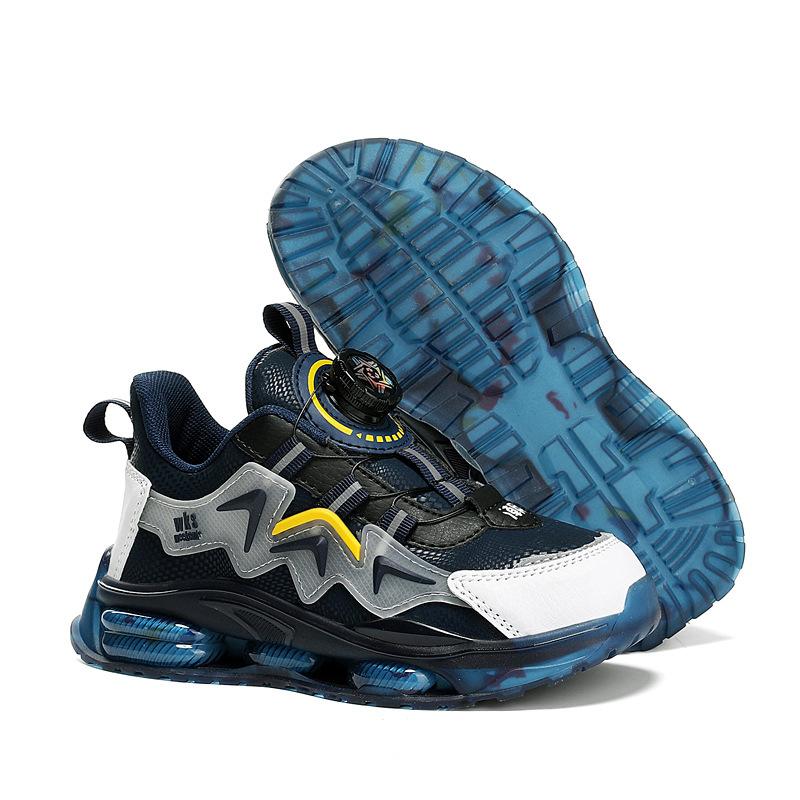 Children's sports shoes mesh rotating button medium and large children's boys' shoes soft-soled running shoes popular classmate basketball shoes