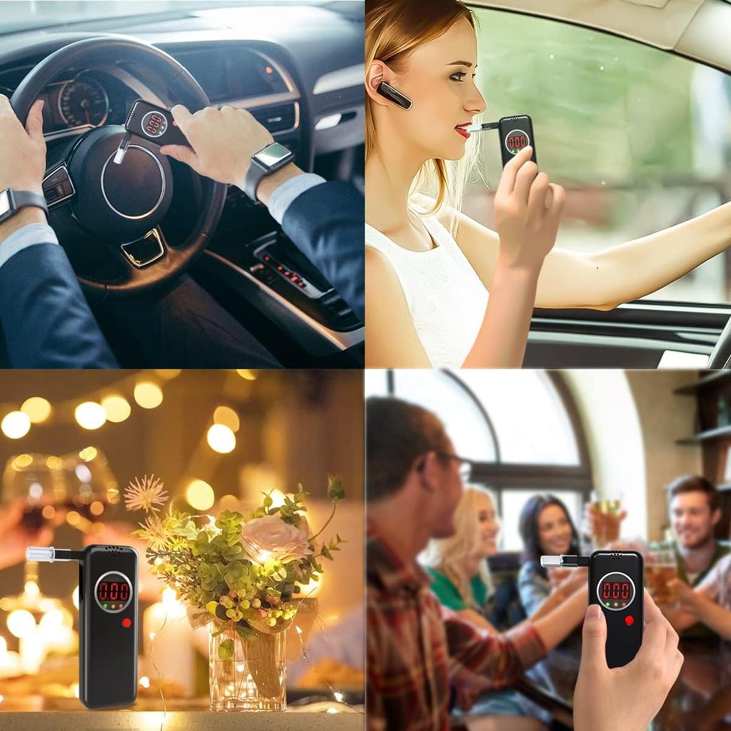 Breathalyzer,High-Accuracy Professional Alcohol Tester with 10 Mouthpieces,LCD Digital Display Alcohol Tester for Personal & Professional