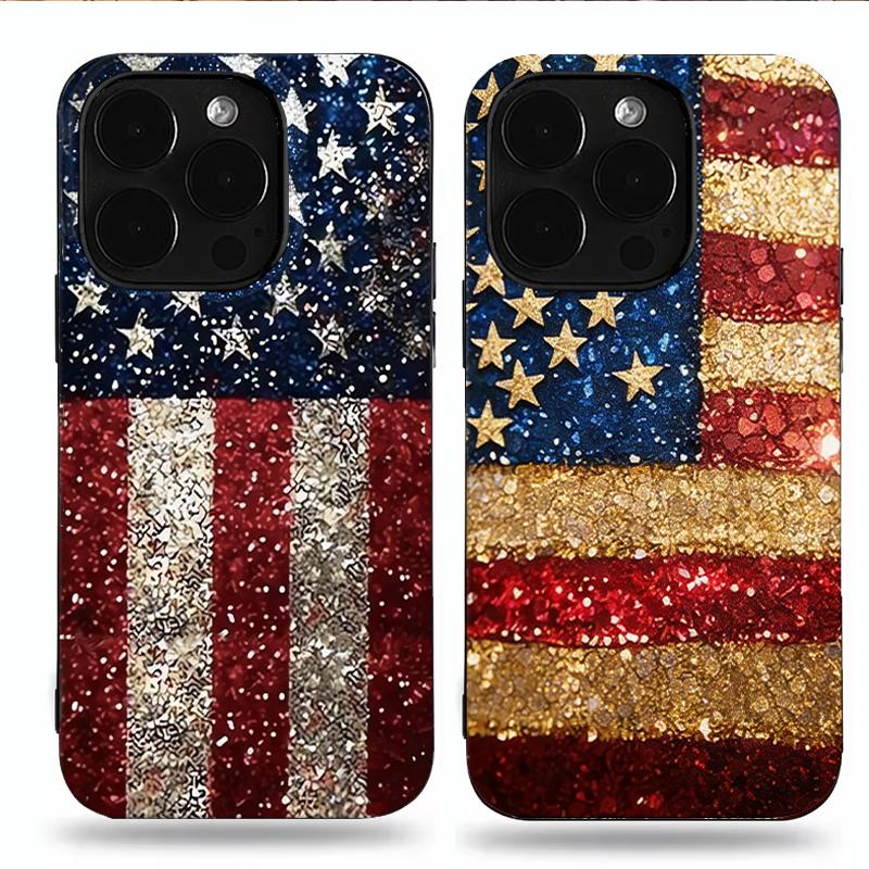 Luxury USA American Flag Phone Case for iPhone 17 16 15 Pro Max 14 Plus 13 12 Pro 11 MAX Plus Cool Creative Silicone Black Cover
