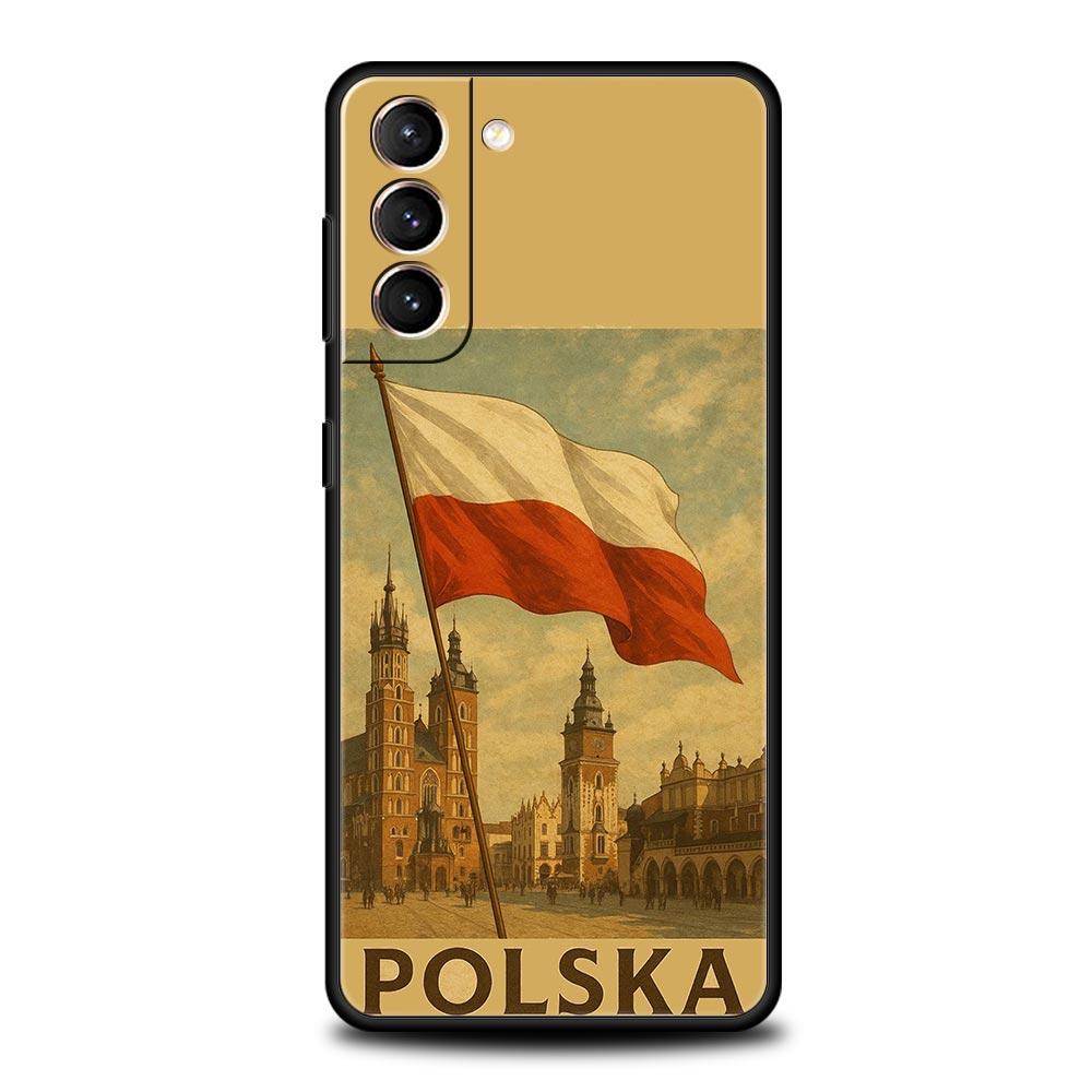 

polish flag Soft Phone Case For Samsung Galaxy S25 Edge S24 Plus S23 FE S22 S21 S20 Ultra 5G S10 Black Protect Cover Samsung S21