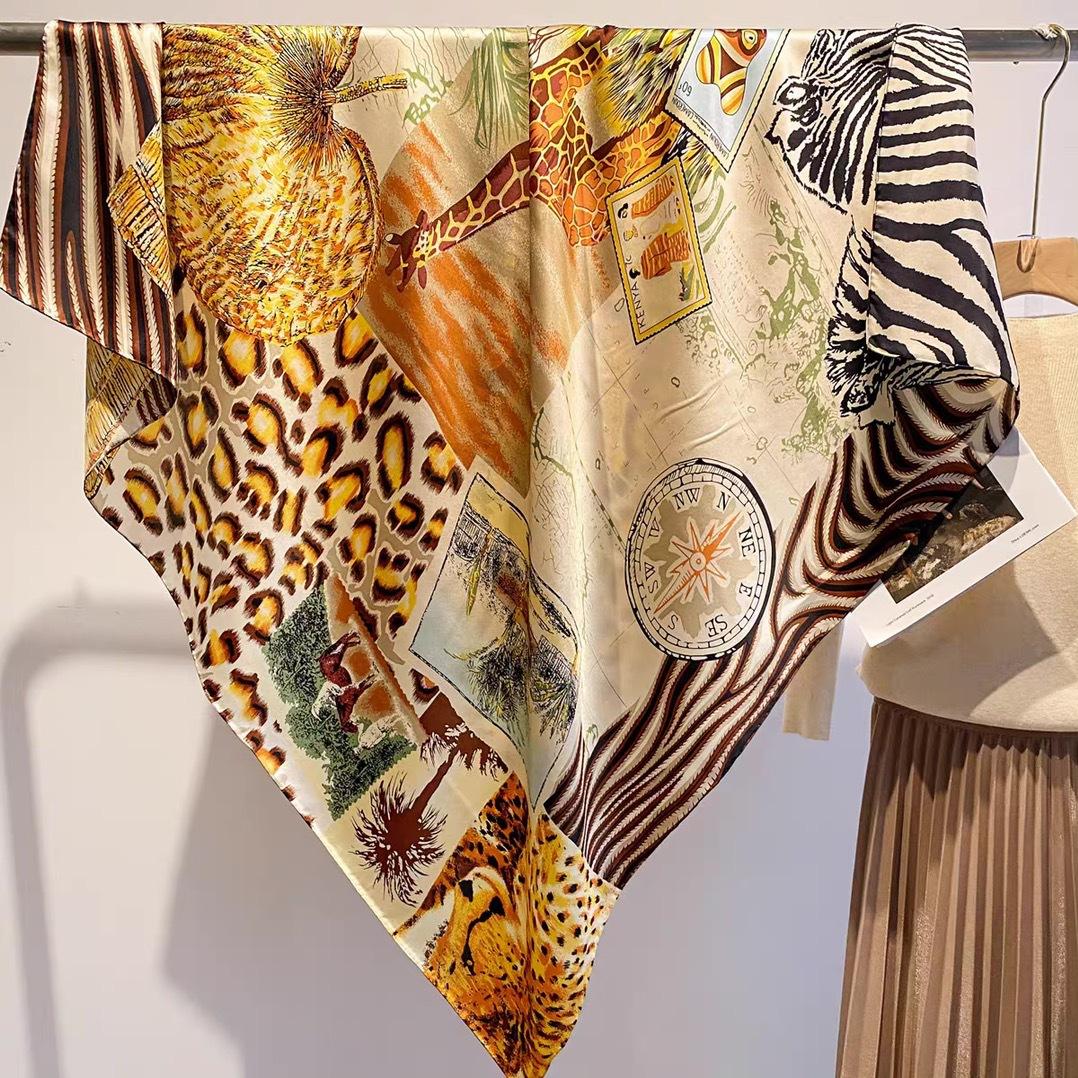 Digital silk silk scarf silk square scarf thickened plain crepe satin mulberry silk scarf shawl women s Hangzhou silk 108*108cm