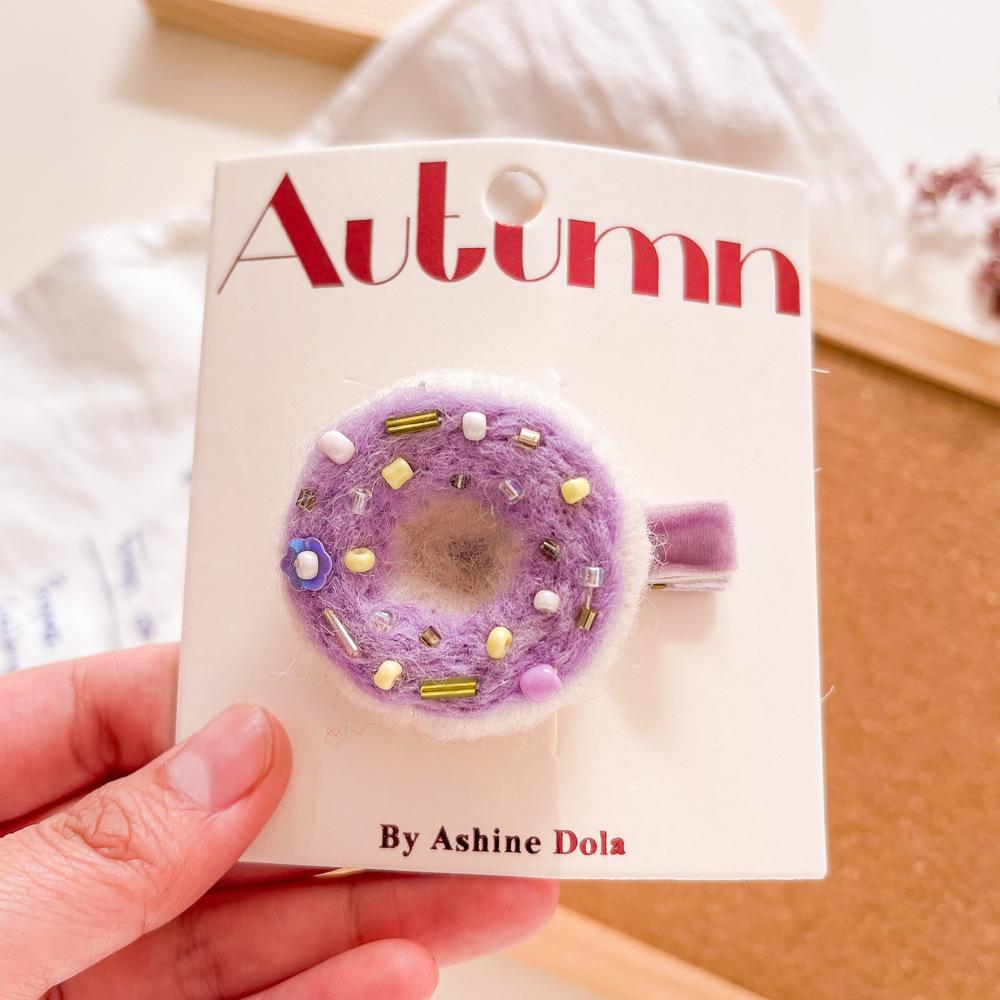 

Korean Wool Simulation Donut Children s Hairpin Cute Girl Korean Duck Bill Clip Girl Headdress
