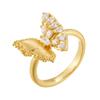 Smart Beauty Gold Brushed Butterfly Open Ring Original Design Micro Zircon Adjustable Ring Index Finger Ring