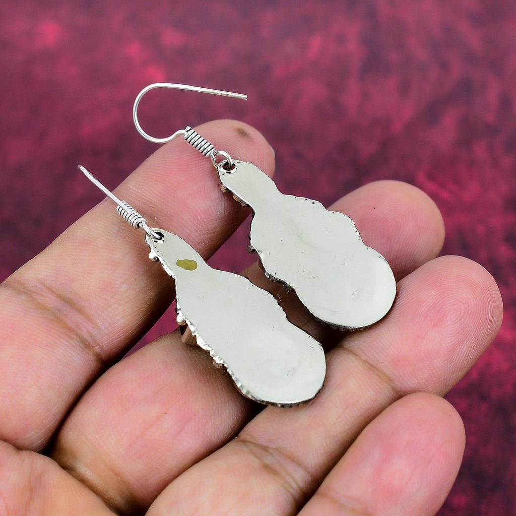 Turquoise & Lapis Lazuli 925 Solid Sterling Silver Earrings, Handmade Gemstone Nepali Earrings Jewelry, Gifts For Wife Brand New Earrings