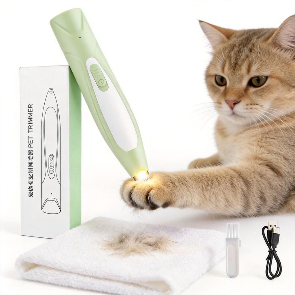 Dog Paw Hair Trimmer Electric Grooming Tool With Led Light For Home Use