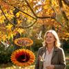 Bird Feeders For Outside Double-Layer Retro Feeding Tray Hangable Sunflower Design Bird Feeder For Finch Hummingbird Backyard