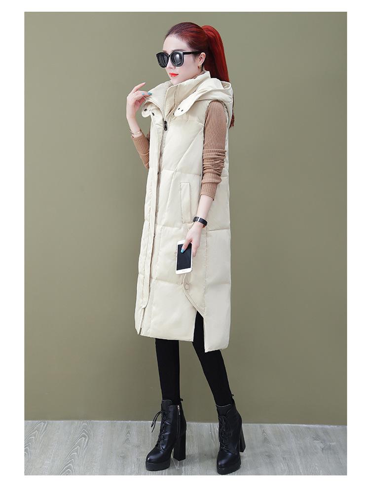 Autumn Winter Women's Solid Color Hooded Vest Loose Thickening Warm Women's Sleeveless Jacket