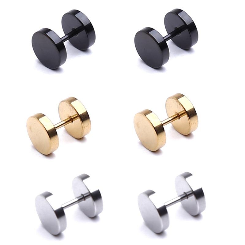 Fashion Women Men Small Huggie Silver Color Gold Black Blue Titanium Steel Round Smooth Circle Hoop Earrings Jewelry
