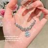 Mermaid Tears, Flower Smile Gem, Necklace, Tahiti, Lady Flower Zircon Pearl Earrings, Grape Strings