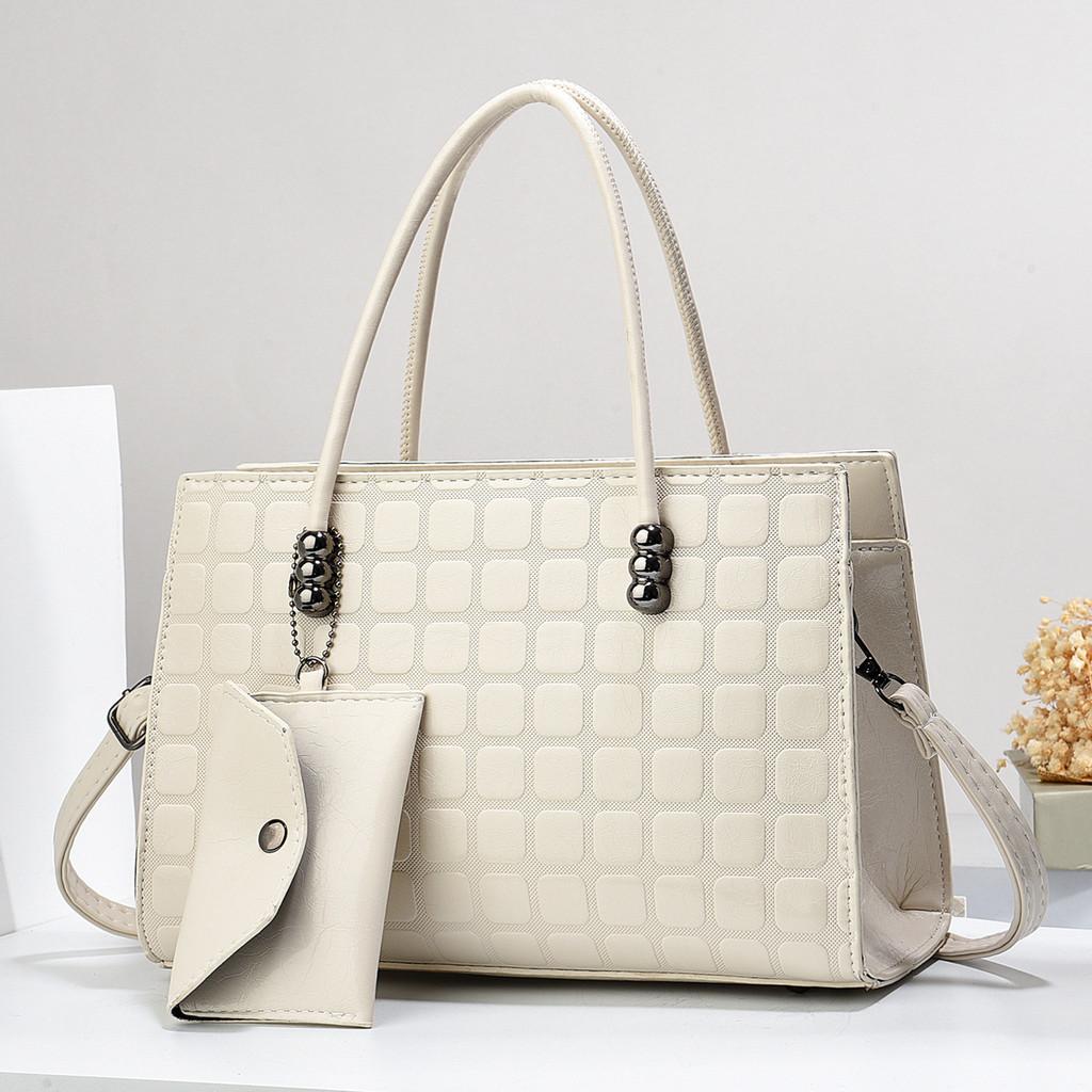 Elegant Pu Leather Tote Bag With Trendy Plaid Design Ideal For Everyday Outfits In Multiple Colors