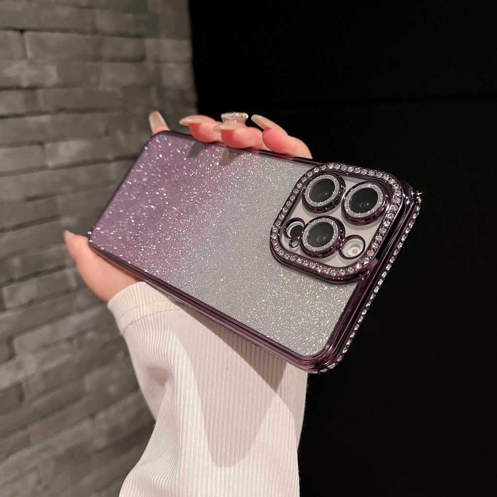 Luxury Plating Gradient Glitter Clear Case For iPhone 16 15 14 13 12 11 Pro Max 16Pro For Ultra Slim Shockproof Bumper Cover