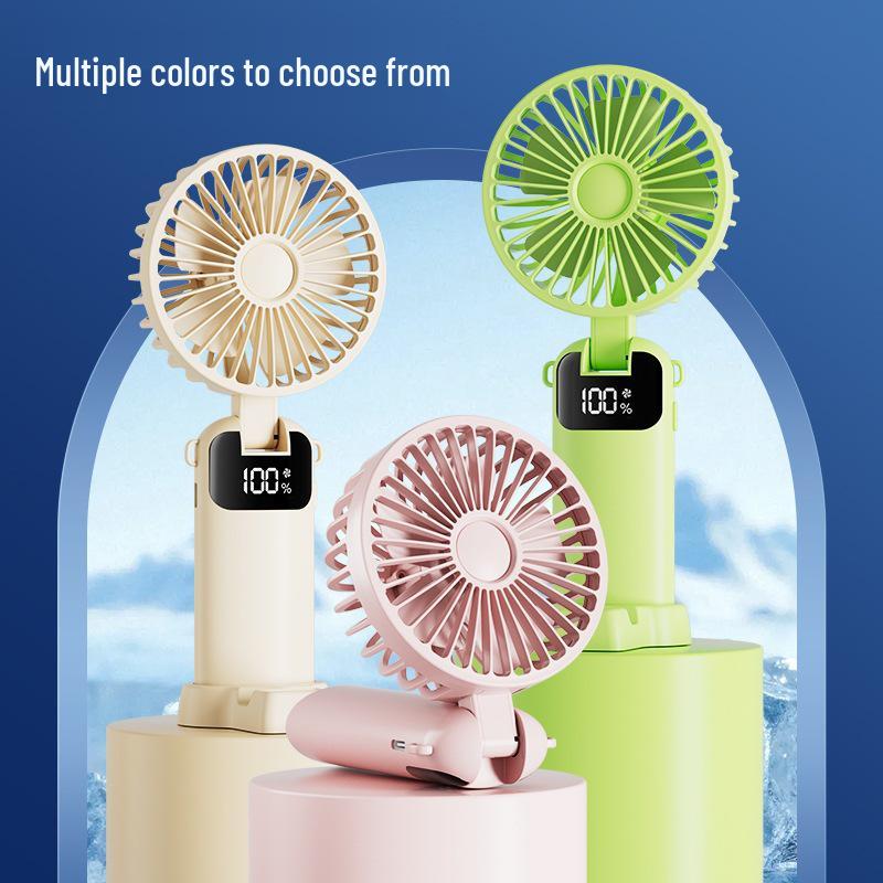 Foldable Mini Fan with Digital Display for Desk, Dorm, or Outdoor Use