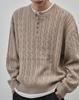 WORK ON BODY OFF Koren Semi-Overfit Cable Henley Neck Knit [Beige]