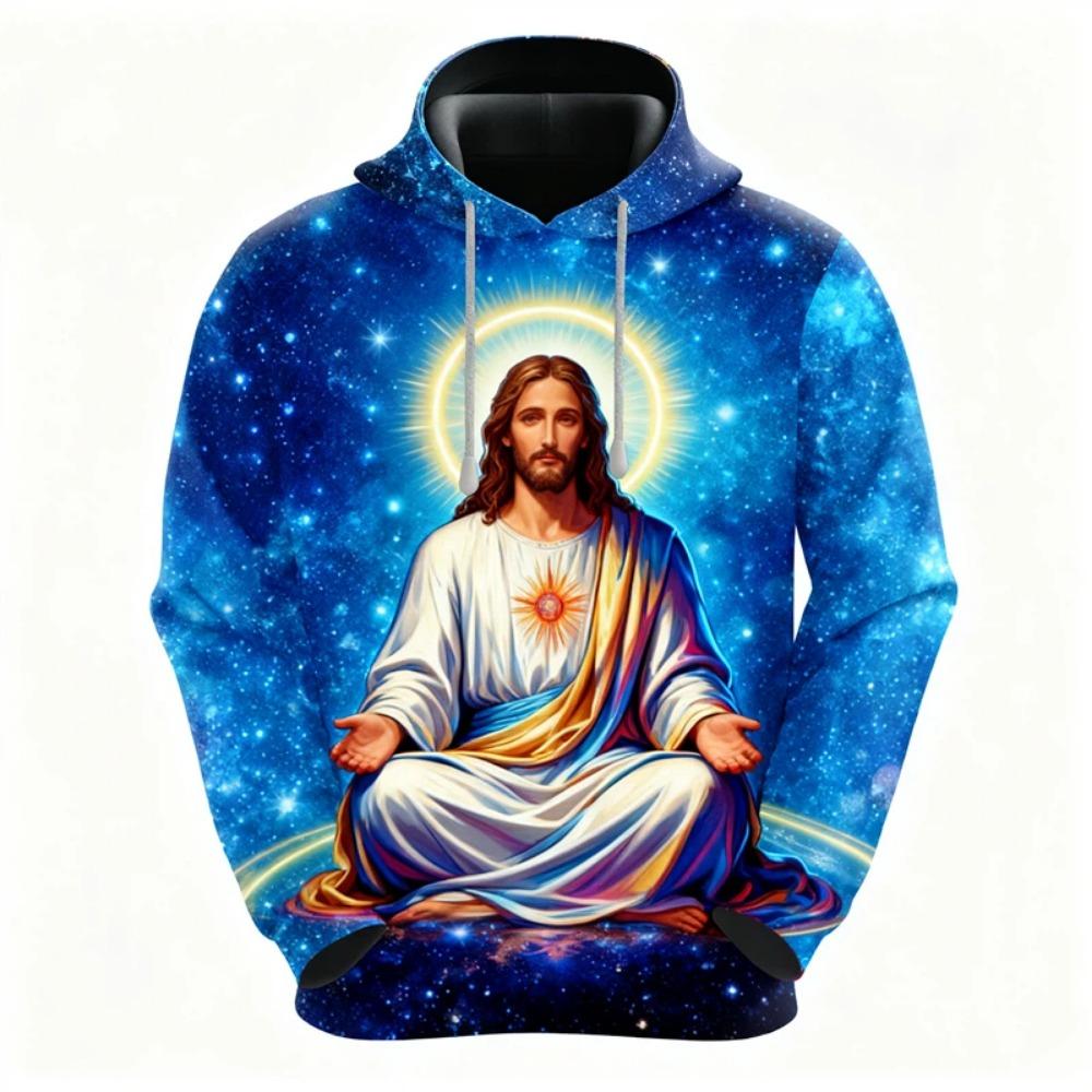 Autumn Fashion Men Women's Hoodies Jesus Graphic Print Pullover Casual Sweatshirt Kids Hoodies Top Clothing