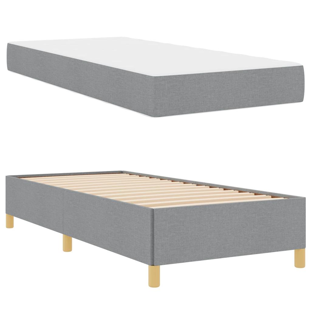 Bed Frame with Mattress Light Grey 90 x 190 cm Fabric