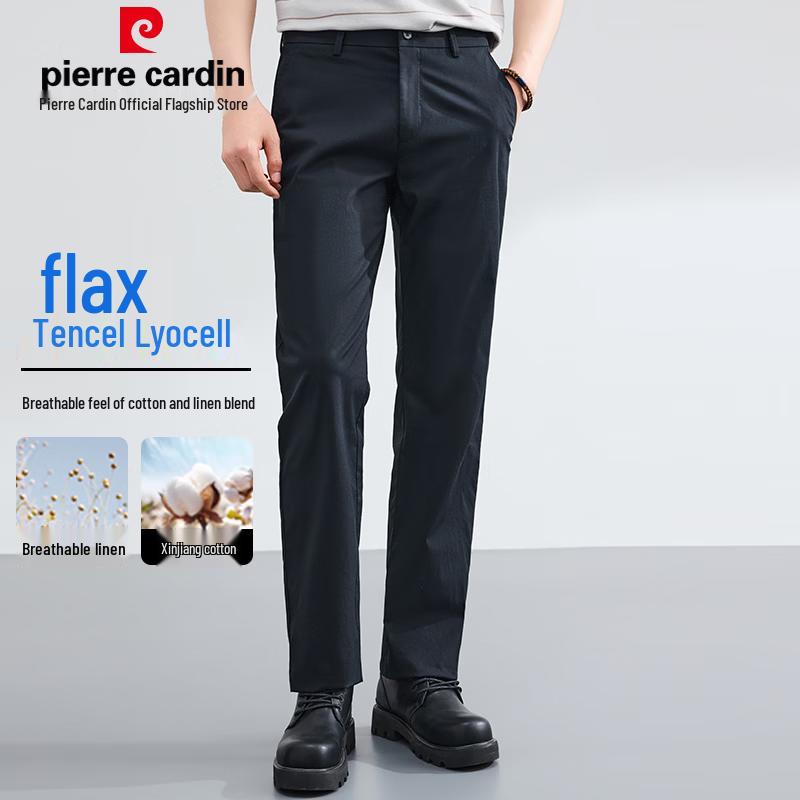Pierre Cardin Men's Tencel Linen Blend Straight-Leg Casual Pants