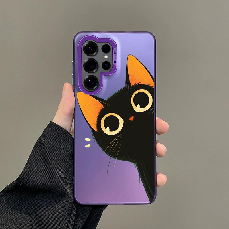 Color Phone Case For Samsung Galaxy S26 S25 S24 S23 S22 Ultra S20 S10 S21 FE 5G Plus Plated IMD Cover Lovely Cat Playing Fun