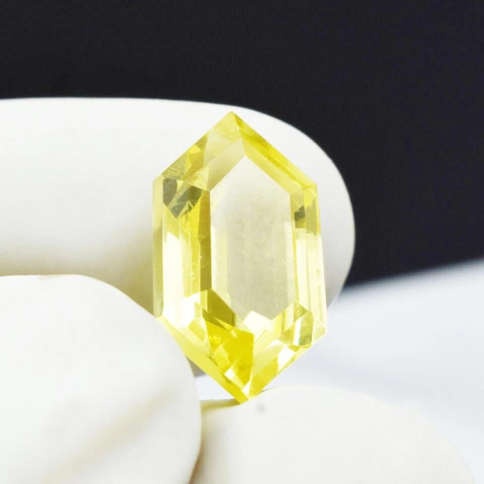 10-12 Ct Natural Yellow Sapphire Hexagon Cut Beautiful Certified Loose Gemstone