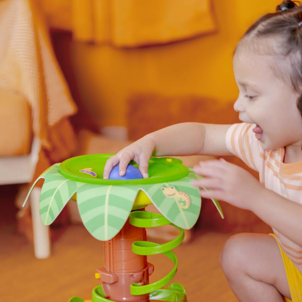 Bright Starts Kids2 Tropical Spinning Ball Tower (16826) - Educational Toy with Monkey and Safari Animals for Babies (6 Months and Up). Perfect for