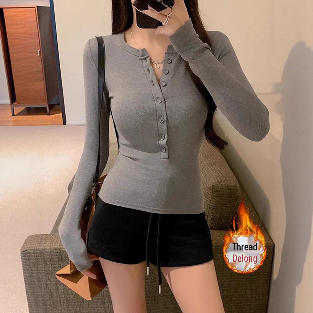 White V-Neck Long Sleeve Ribbed Top Slim Fit Base Layer T-Shirt Extra Large