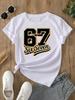 67 Six Seven Funny Number Printed Kids Joke TShirt Novelty Boys Girls Meme Tee