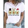 Christmas Clothes Fashion New Year Short Sleeve Print T Top Avocado Love Style Cute Basic Women Tee Clothing Graphic Tshirts