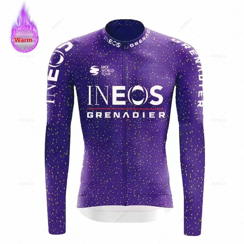 Conjunto de Maillot de Ciclismo de Manga Larga de Forro Polar de Invierno Equipo Granadero Ropa para Bicicleta de Montaña Ropa Ciclismo Traje de Bicicleta de Carreras