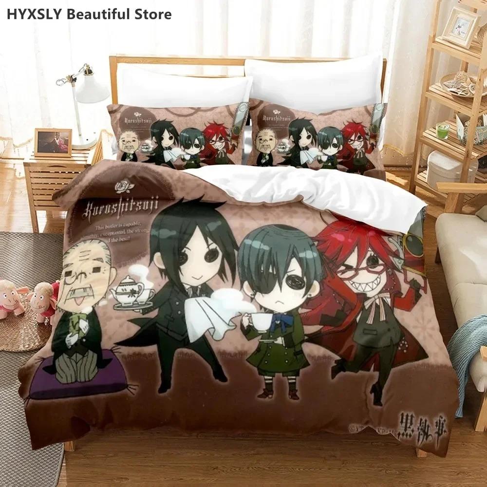 Black Butler Anime Bedding Set Duvet CoverPillowcases Single Twin Full Queen King Kids Teens 3D Duvet Cover Sets Bed Linen