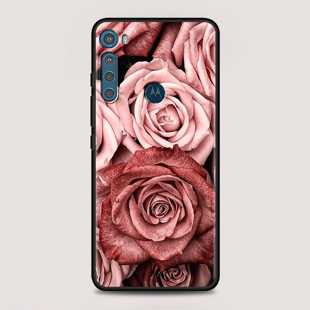 Pink Rose Bling Picture For MOTOROLA One Fusion Case for Moto G10 G9 G8 Plus Play Power One G20 G30 G40 G50 G60 Edge 20 Shell