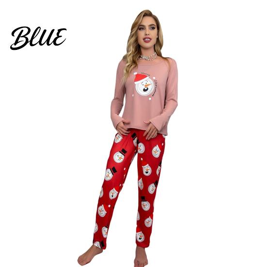 Cute Christmas Pajamas Womens Pajama Set Fall Winter 2 Piece Lounge Long Plaid Design Sleeve