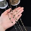 1meter Green Round Glass Beads Chain Crystal Bead Copper Stick Chains for DIY Necklace Bracelet Making Jewelry Findings Supplies