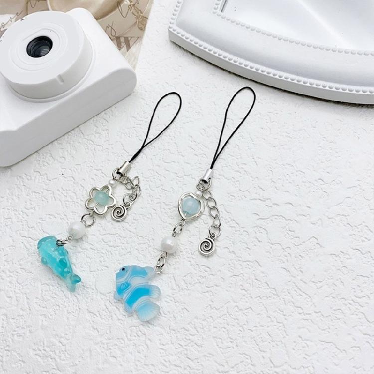 Small Fish Bead Pendant Phone Charm Hangings Rope Sweet Phone Chain Strap Bag Decoration Lanyard Keychain Accessory