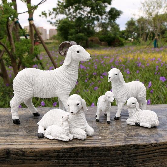 Harz Lamm Figur Kleine Schaf Familie Statue Rustikale Bauernhaus Tier Skulptur für Feengarten Hof Terrasse Landschaftsgestaltung Dekor