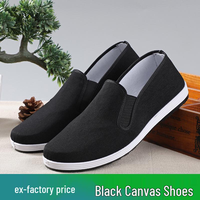 Men's Black Cloth Driving Shoes with Soft, Breathable Sole