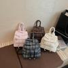 Contrasting color plaid backpack women's autumn new fashionable and cute shoulder student bag texture