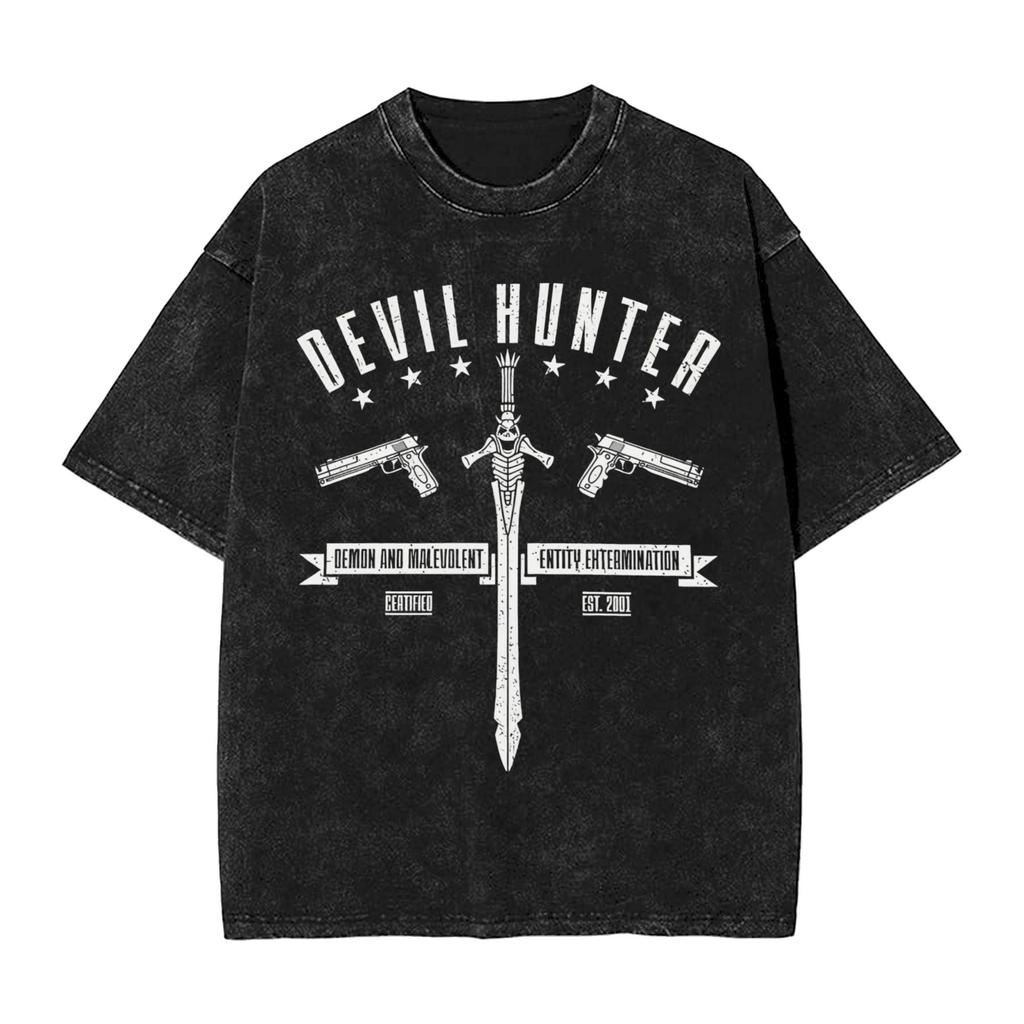 Devil May Cry Dante Manga Washed TShirt DMC Graphic Print TShirts for Men Women Clothing Cotton Oversized Short Sleeve Tees