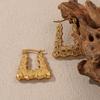Stainless Steel Textured Trapezoidal Hoop Earrings for Women